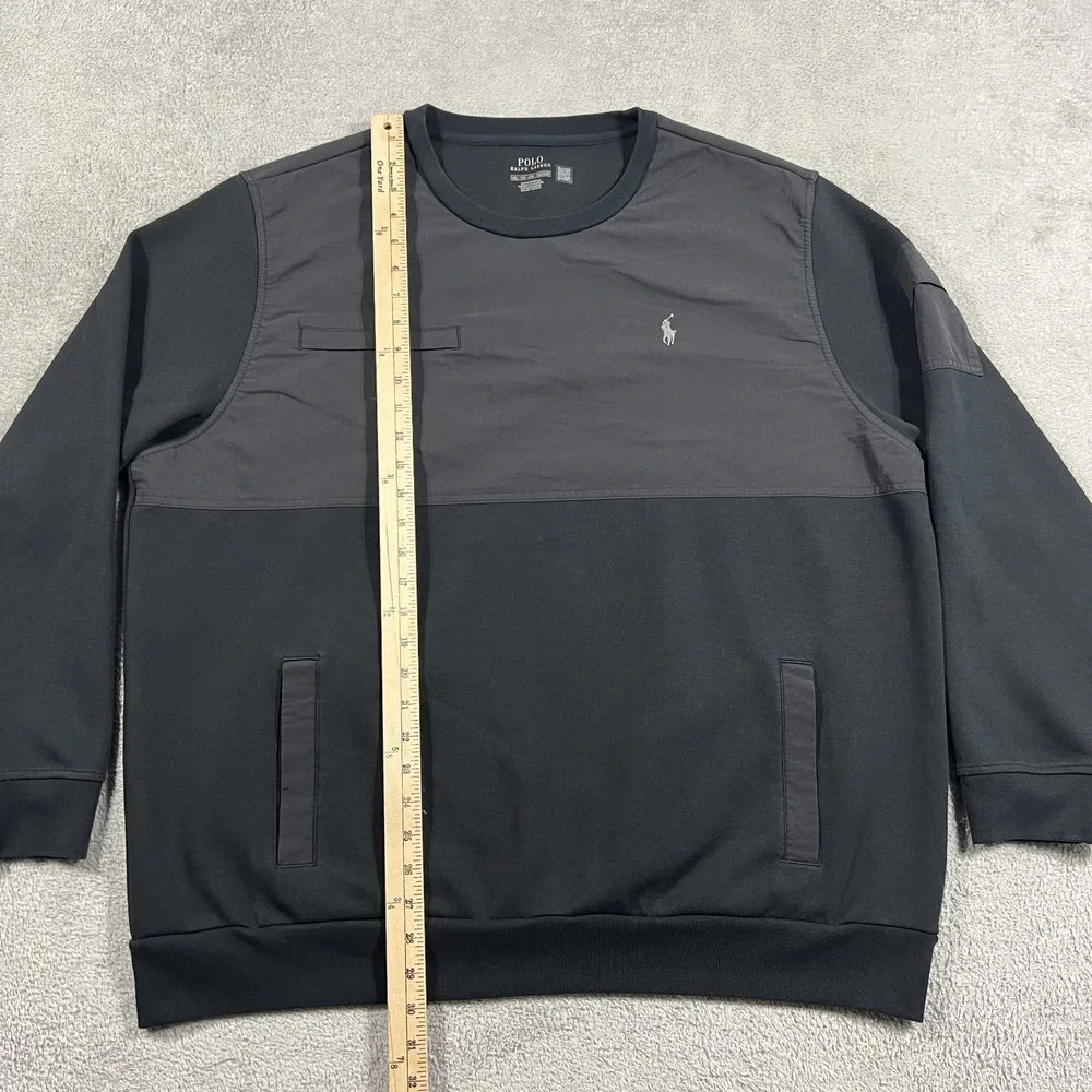 Polo Ralph Lauren Sweatshirt Mens 2XL Black Water Repellent Hybrid Crew Neck